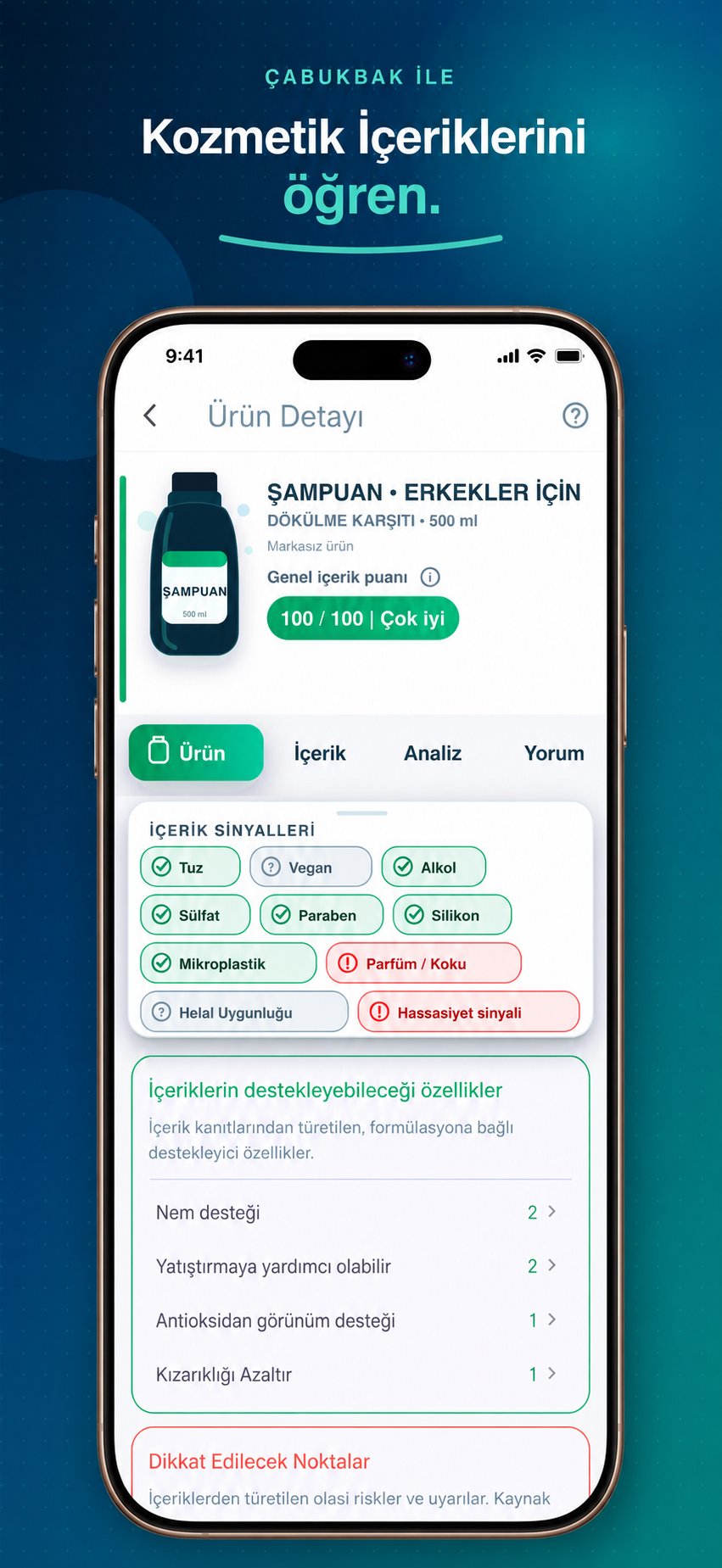 ÇabukBak kozmetik içerik analizi
