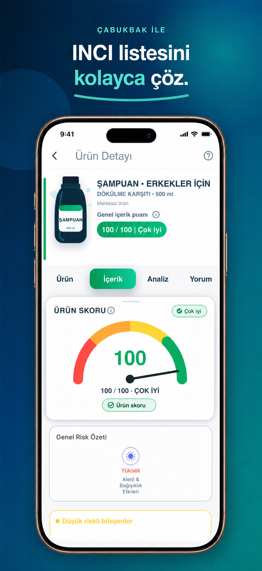 ÇabukBak INCI ve kozmetik ürün skoru